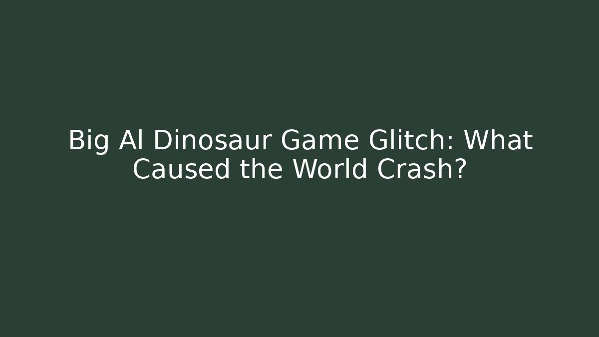Big Al Dinosaur Game Glitch: What Caused the World Crash?