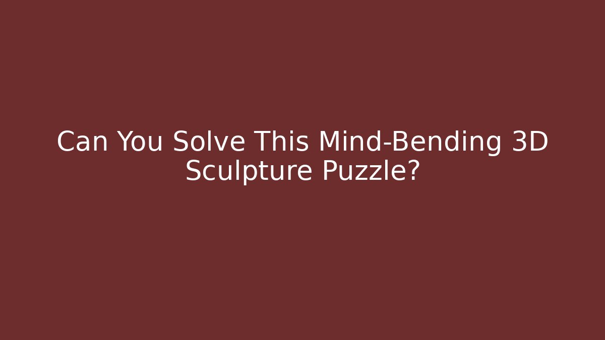 Can You Solve This Mind-Bending 3D Sculpture Puzzle?