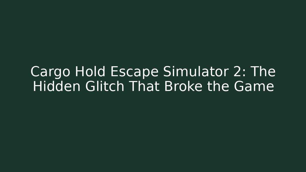 Cargo Hold Escape Simulator 2: The Hidden Glitch That Broke the Game - NADclinic