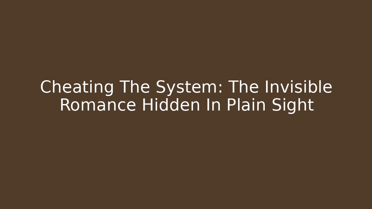 Cheating The System: The Invisible Romance Hidden In Plain Sight - NADclinic
