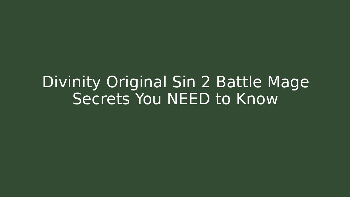 Divinity Original Sin 2 Battle Mage Secrets You NEED to Know