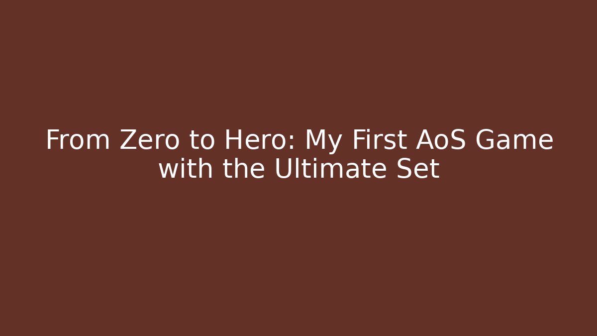 From Zero to Hero: My First AoS Game with the Ultimate Set