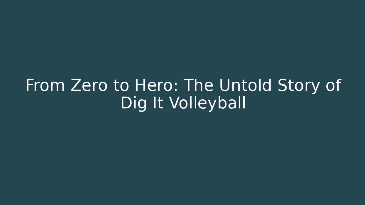 From Zero to Hero: The Untold Story of Dig It Volleyball