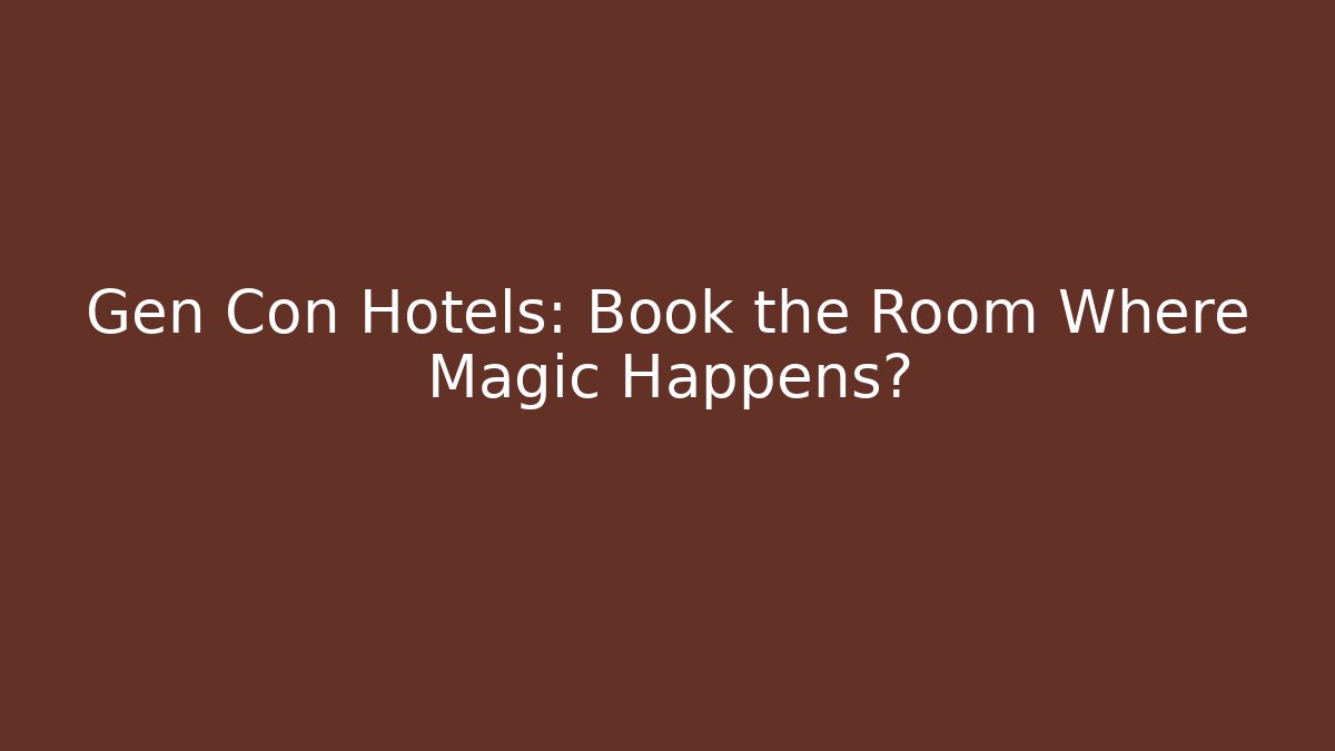Gen Con Hotels: Book the Room Where Magic Happens?