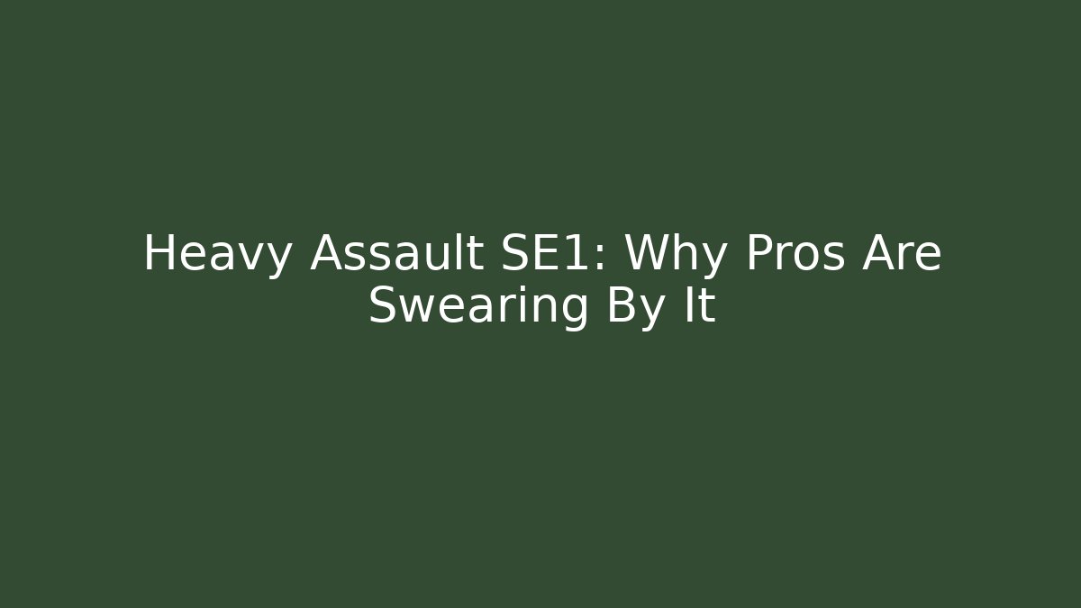 Heavy Assault SE1: Why Pros Are Swearing By It