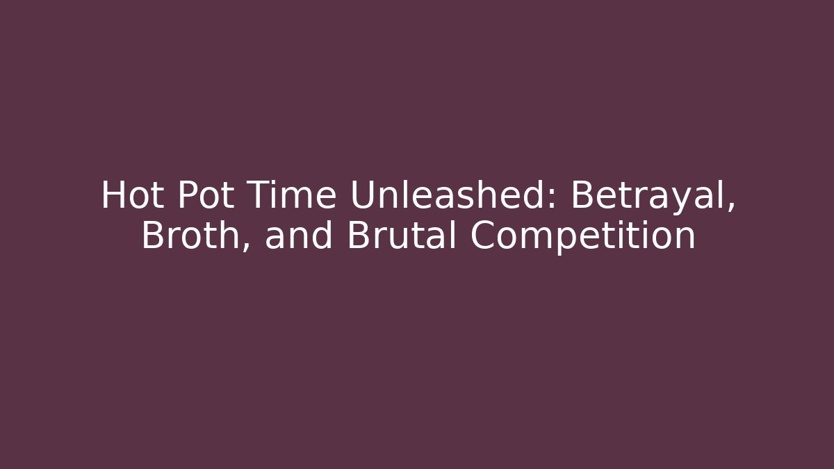 Hot Pot Time Unleashed: Betrayal, Broth, and Brutal Competition - NADclinic