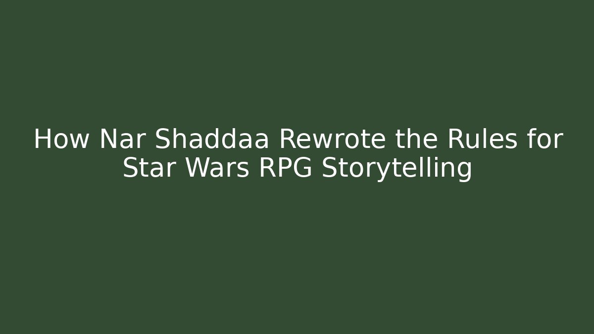 How Nar Shaddaa Rewrote the Rules for Star Wars RPG Storytelling