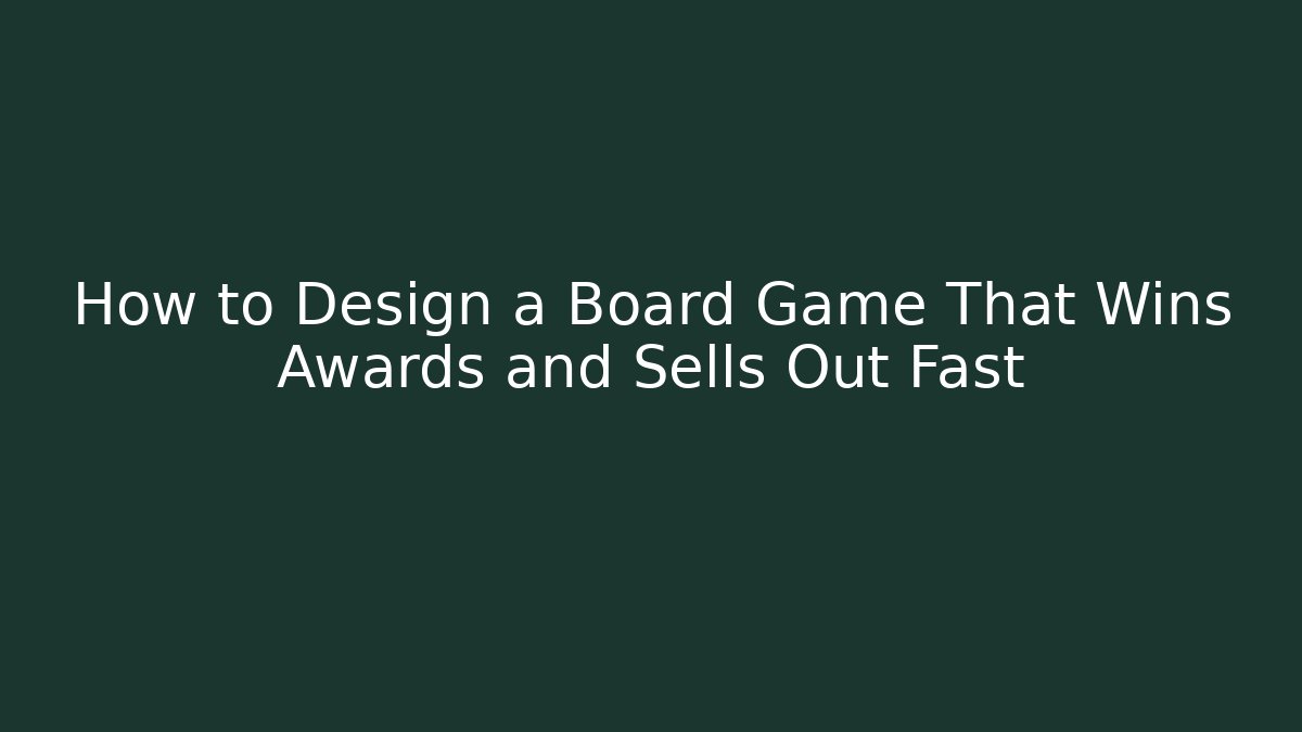 How to Design a Board Game That Wins Awards and Sells Out Fast