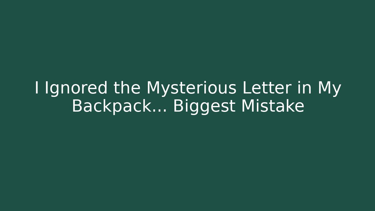 I Ignored the Mysterious Letter in My Backpack… Biggest Mistake