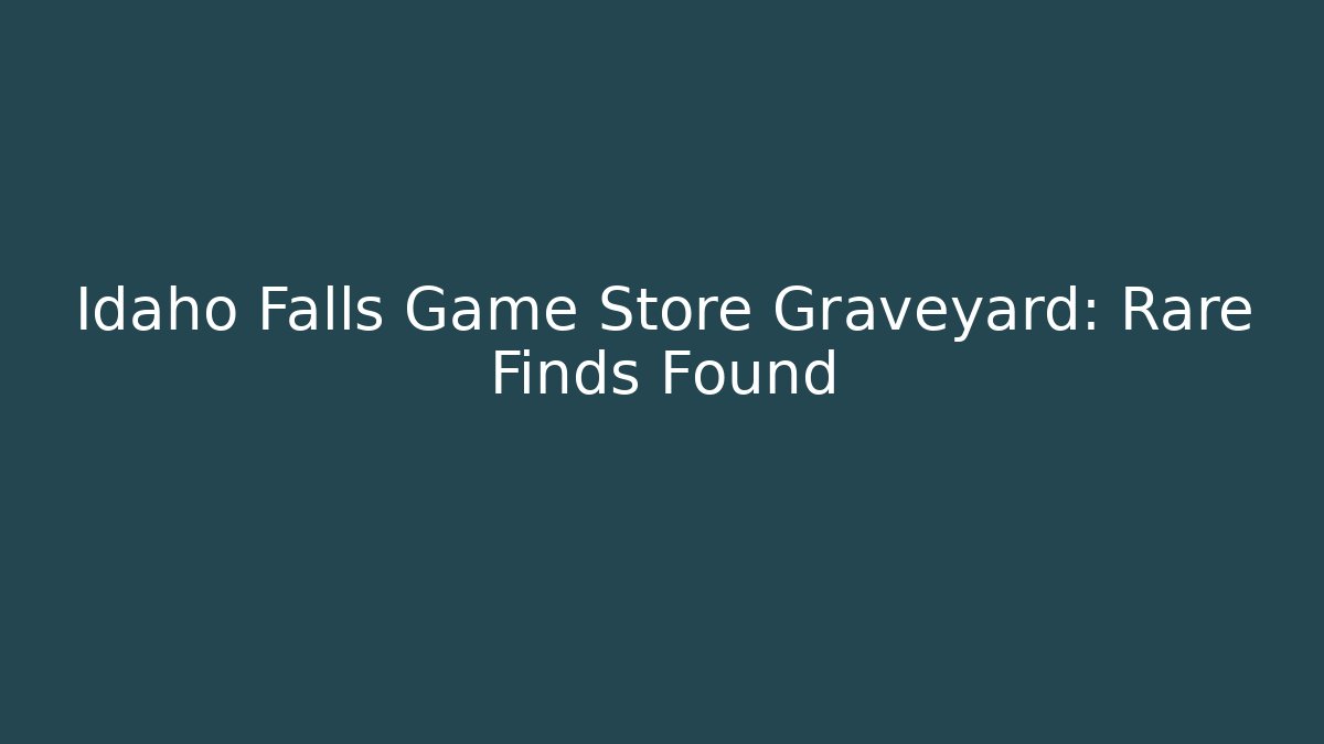 Idaho Falls Game Store Graveyard: Rare Finds Found - NADclinic
