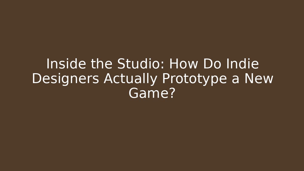 Inside the Studio: How Do Indie Designers Actually Prototype a New Game? - NADclinic
