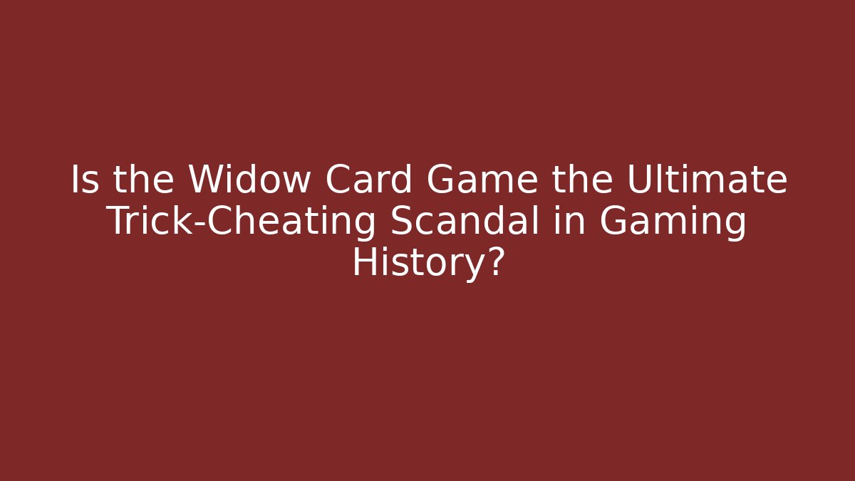 Is the Widow Card Game the Ultimate Trick-Cheating Scandal in Gaming History?