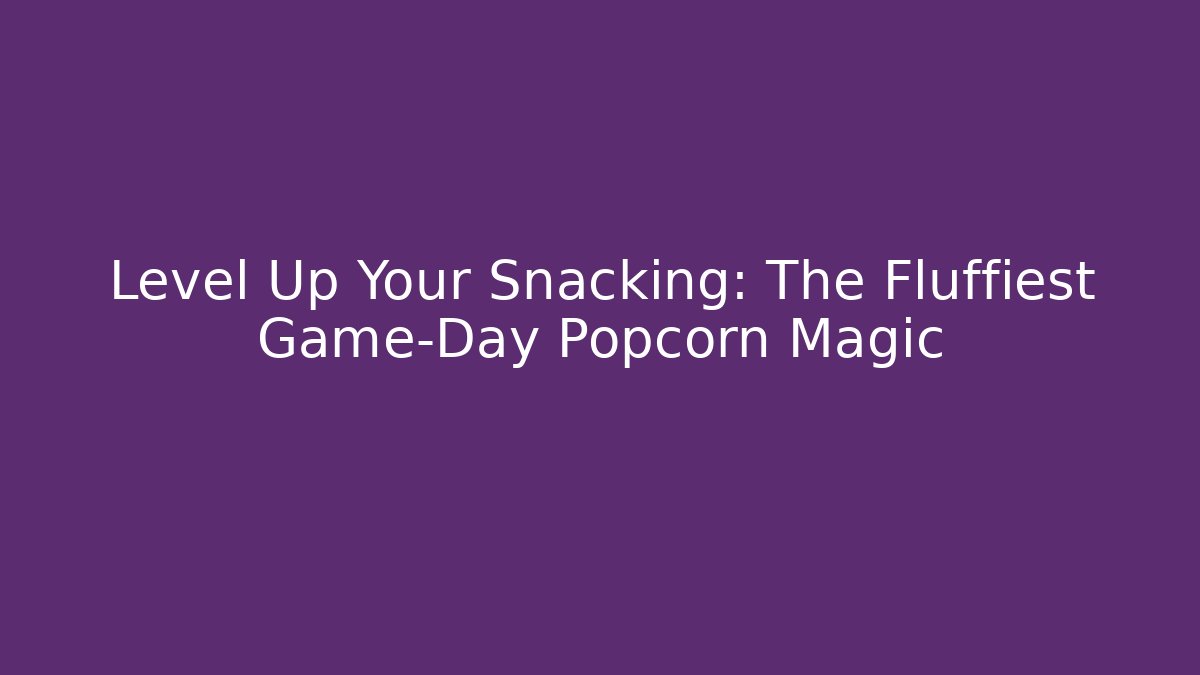 Level Up Your Snacking: The Fluffiest Game-Day Popcorn Magic - NADclinic
