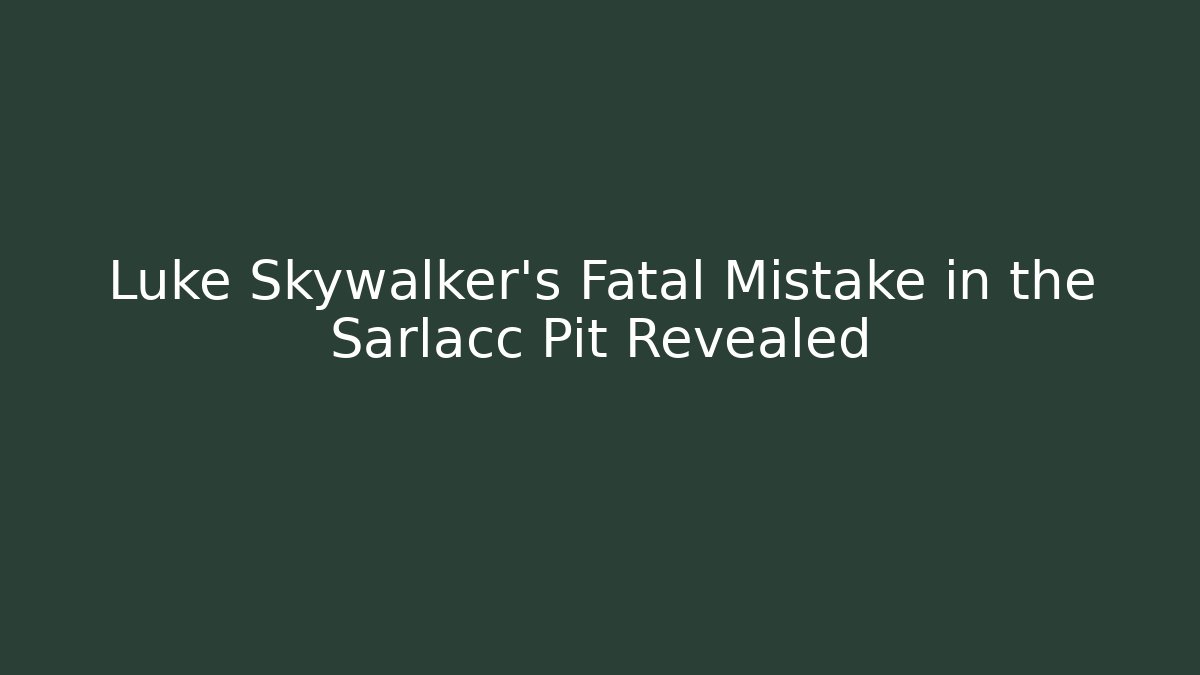 Luke Skywalker's Fatal Mistake in the Sarlacc Pit Revealed