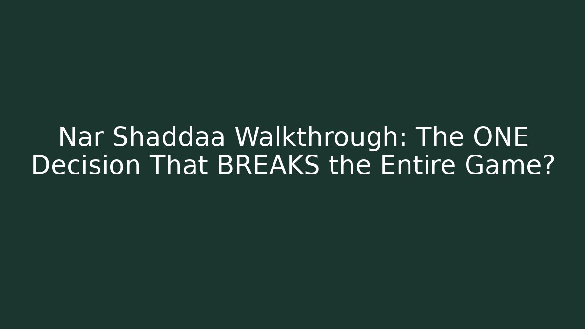 Nar Shaddaa Walkthrough: The ONE Decision That BREAKS the Entire Game?