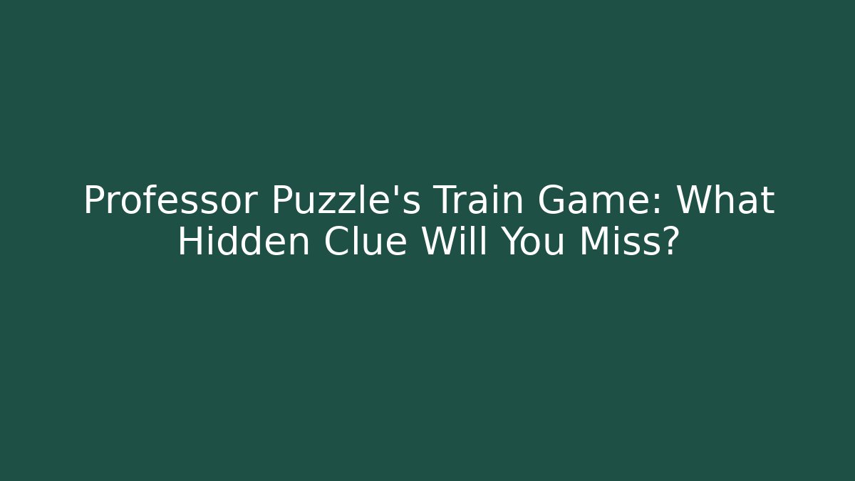Professor Puzzle's Train Game: What Hidden Clue Will You Miss?