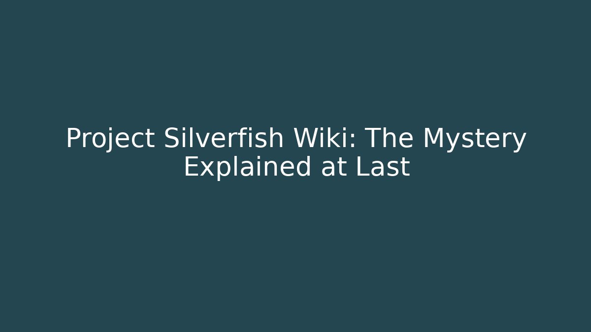 Project Silverfish Wiki: The Mystery Explained at Last