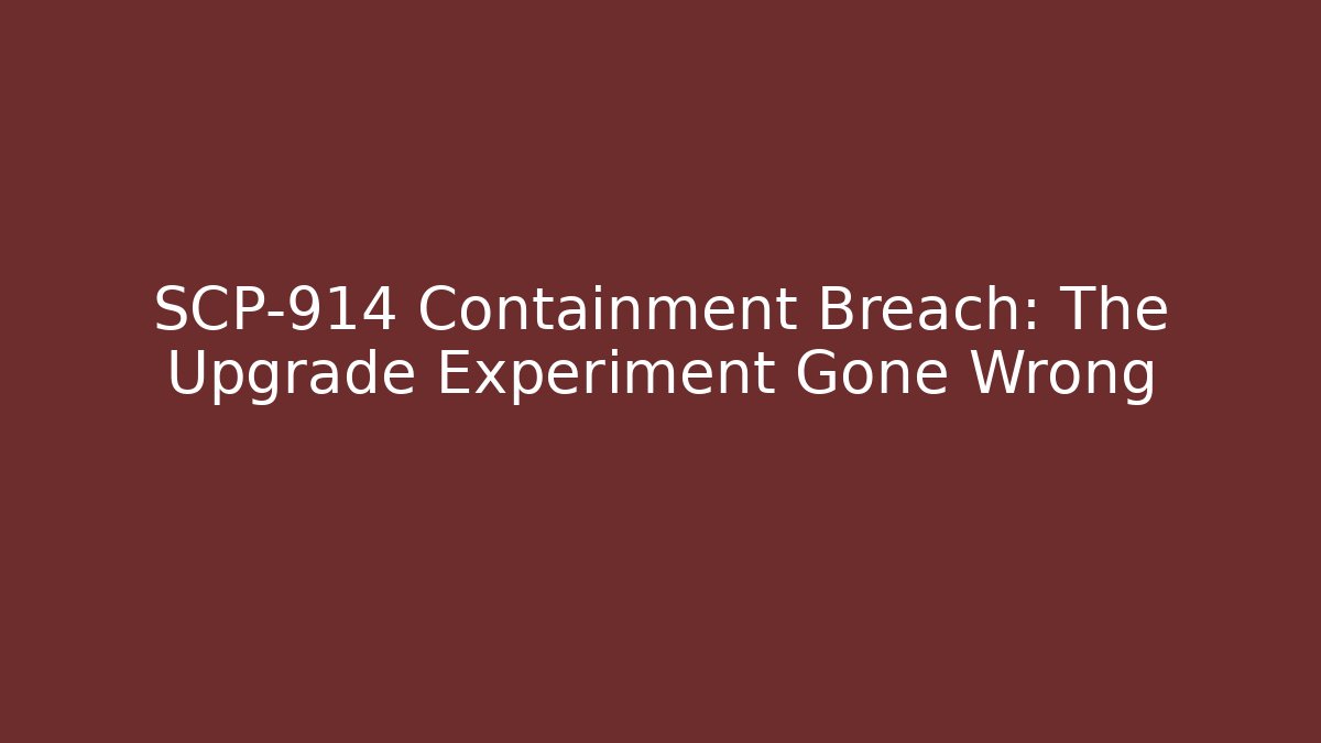 SCP-914 Containment Breach: The Upgrade Experiment Gone Wrong