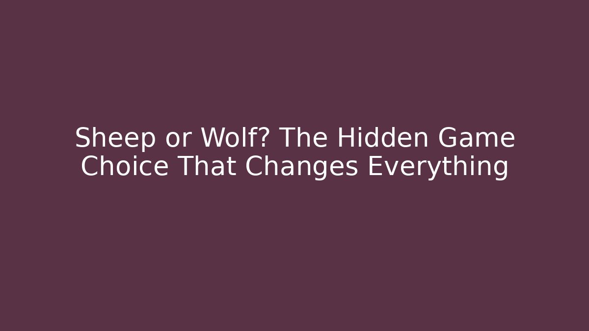 Sheep or Wolf? The Hidden Game Choice That Changes Everything