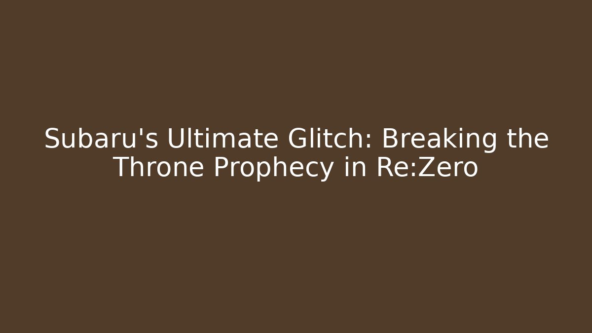 Subaru's Ultimate Glitch: Breaking the Throne Prophecy in Re:Zero
