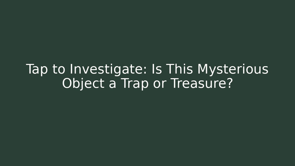 Tap to Investigate: Is This Mysterious Object a Trap or Treasure?