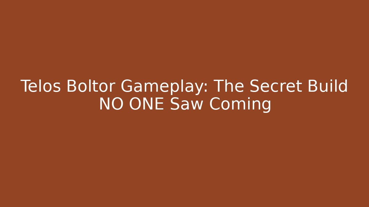Telos Boltor Gameplay: The Secret Build NO ONE Saw Coming