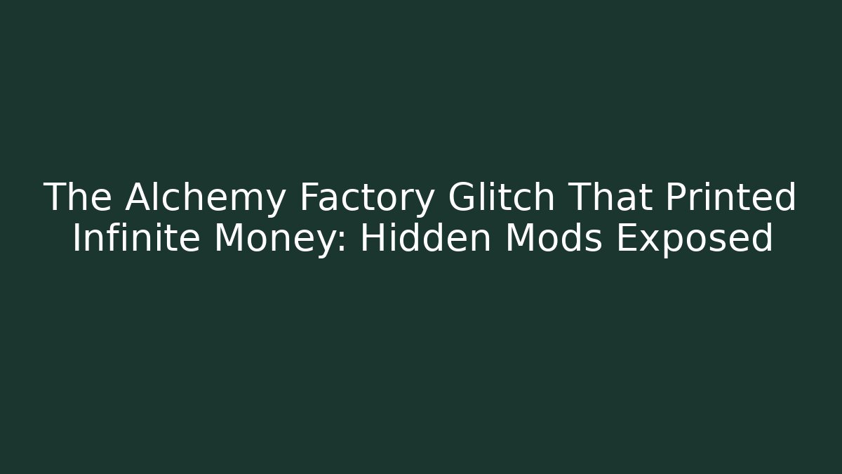The Alchemy Factory Glitch That Printed Infinite Money: Hidden Mods Exposed
