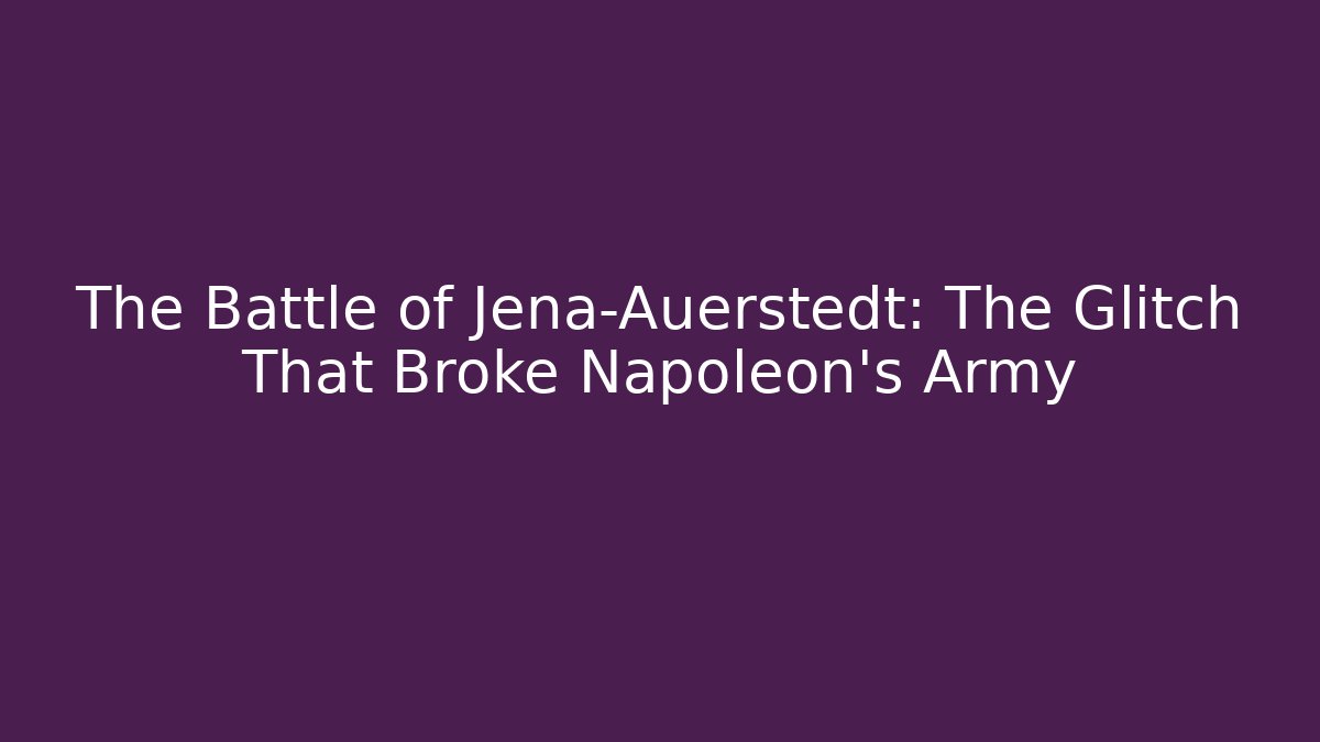 The Battle of Jena-Auerstedt: The Glitch That Broke Napoleon's Army - NADclinic