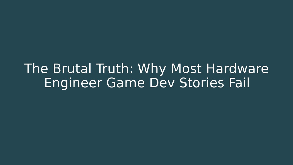The Brutal Truth: Why Most Hardware Engineer Game Dev Stories Fail - NADclinic