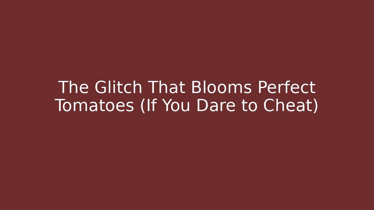 The Glitch That Blooms Perfect Tomatoes (If You Dare to Cheat)