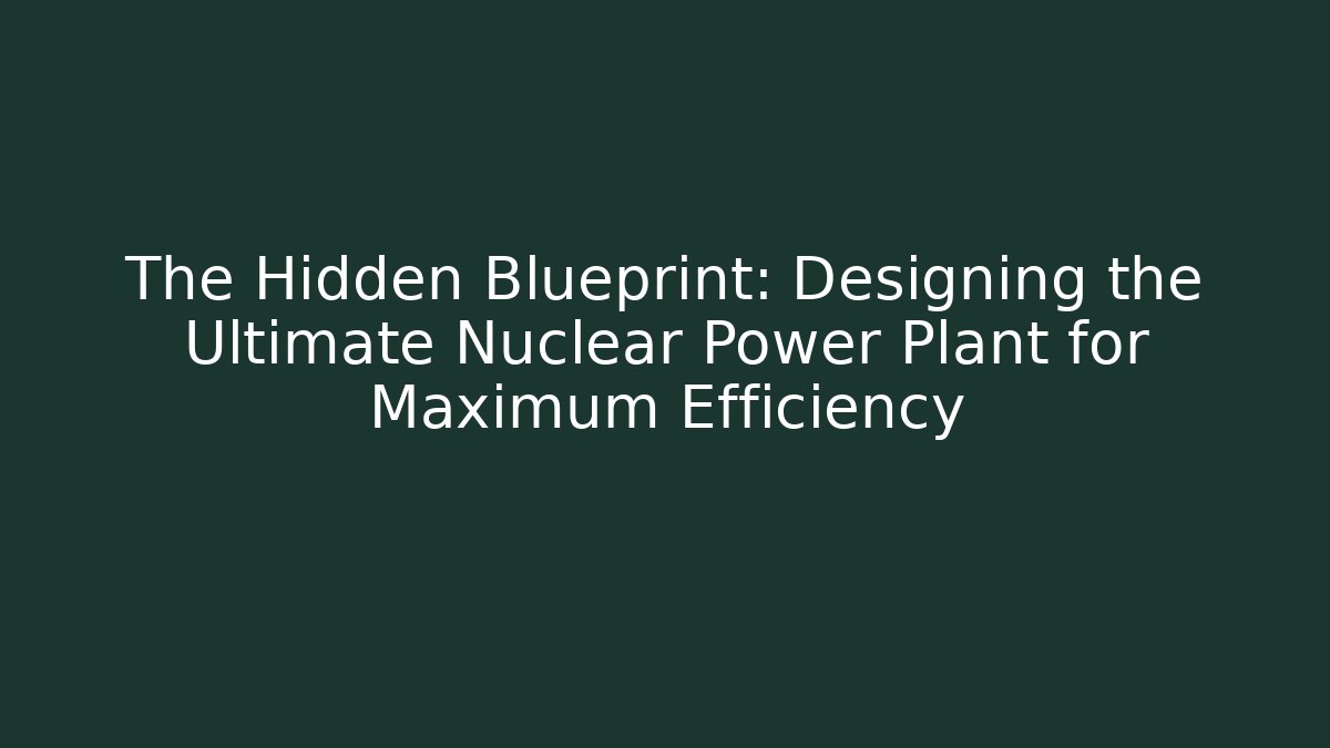 The Hidden Blueprint: Designing the Ultimate Nuclear Power Plant for Maximum Efficiency