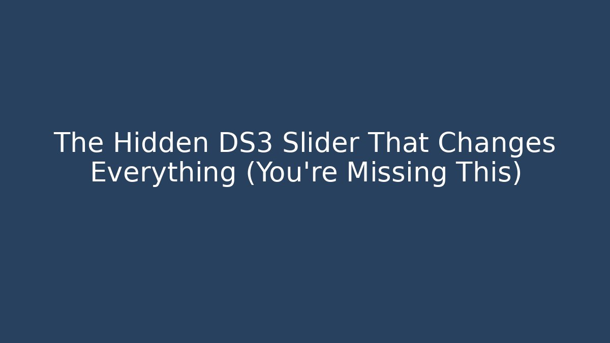 The Hidden DS3 Slider That Changes Everything (You’re Missing This) - NADclinic