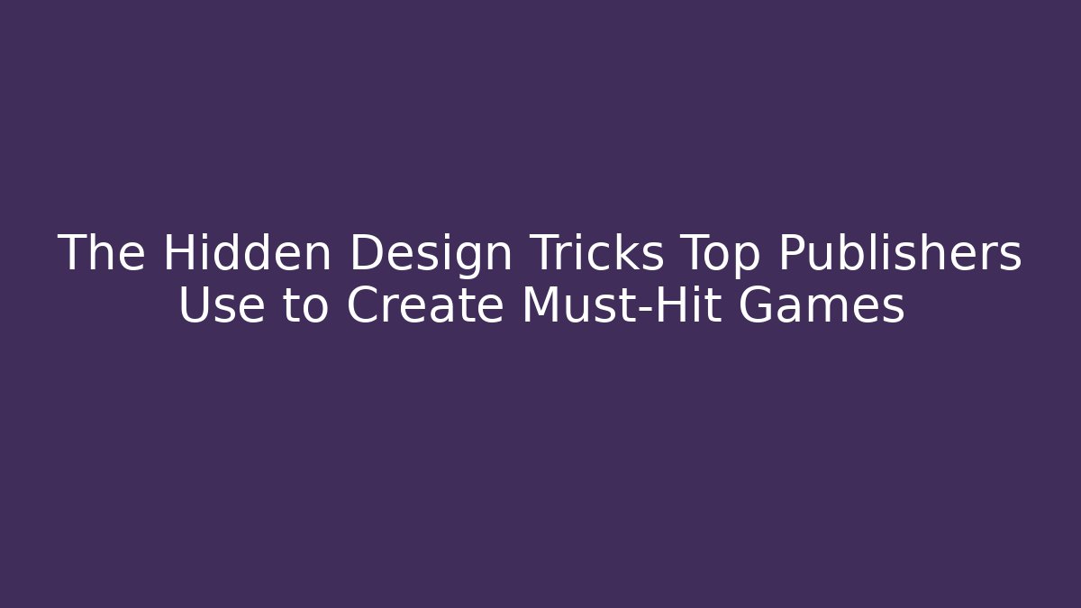 The Hidden Design Tricks Top Publishers Use to Create Must-Hit Games