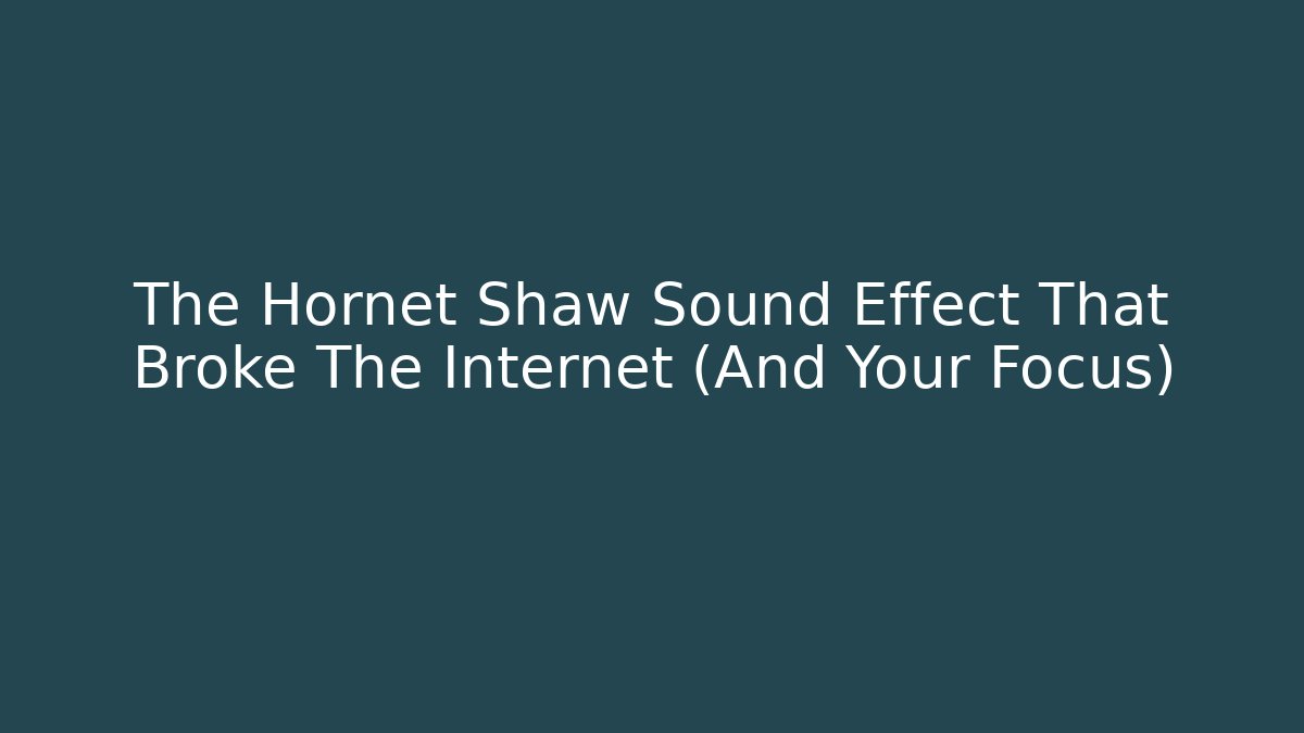The Hornet Shaw Sound Effect That Broke The Internet (And Your Focus) - NADclinic