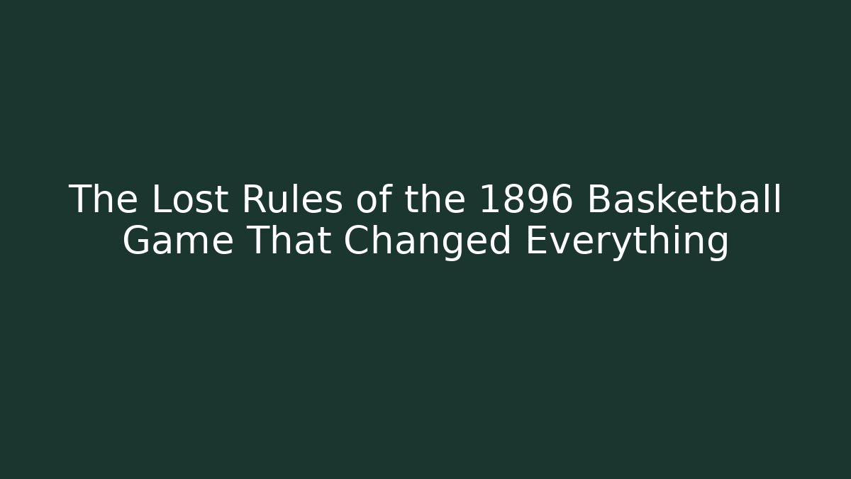The Lost Rules of the 1896 Basketball Game That Changed Everything