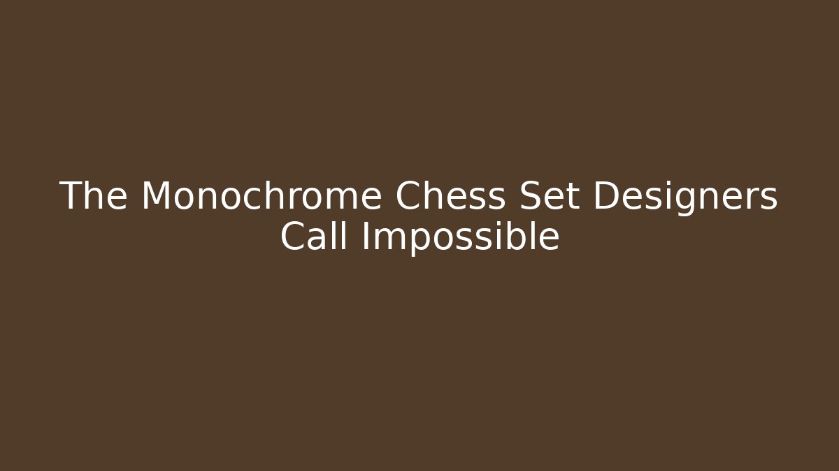 The Monochrome Chess Set Designers Call Impossible