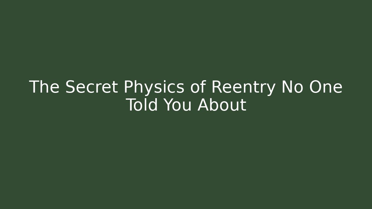 The Secret Physics of Reentry No One Told You About