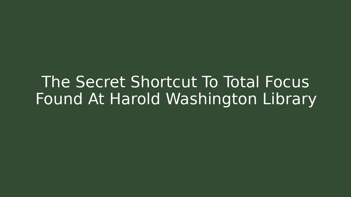 The Secret Shortcut To Total Focus Found At Harold Washington Library