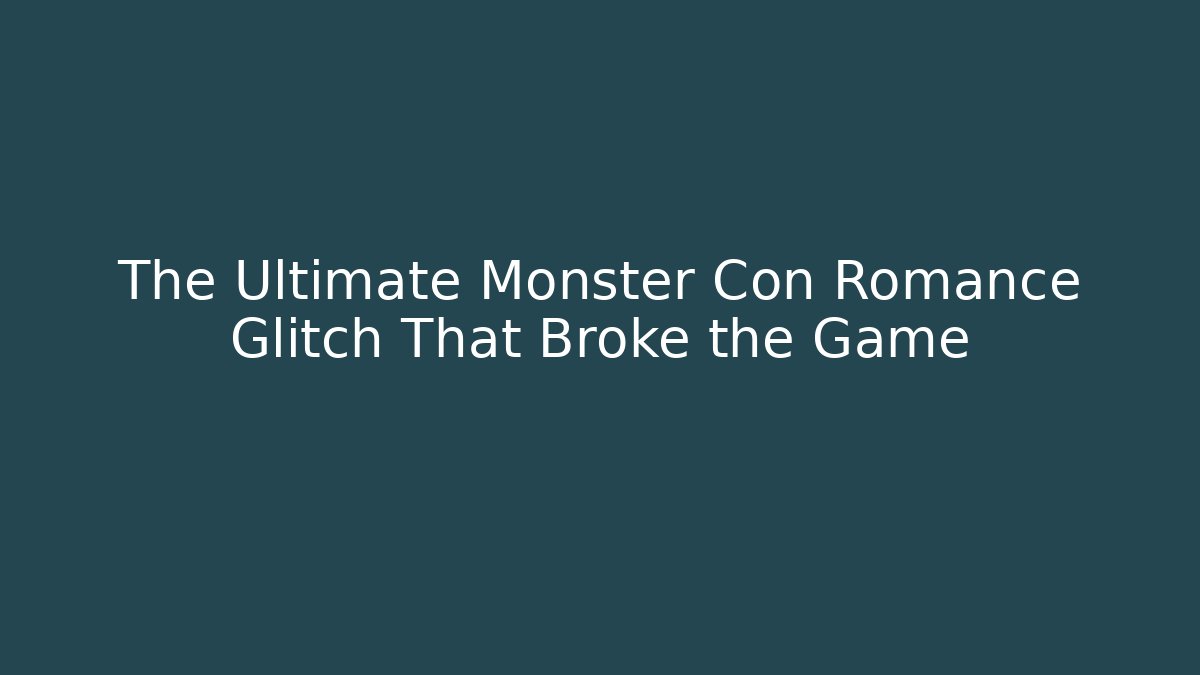 The Ultimate Monster Con Romance Glitch That Broke the Game