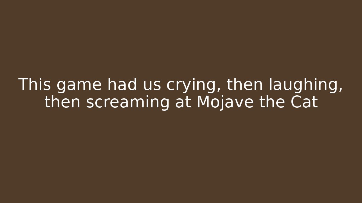This game had us crying, then laughing, then screaming at Mojave the Cat - NADclinic