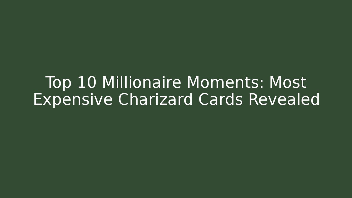Top 10 Millionaire Moments: Most Expensive Charizard Cards Revealed