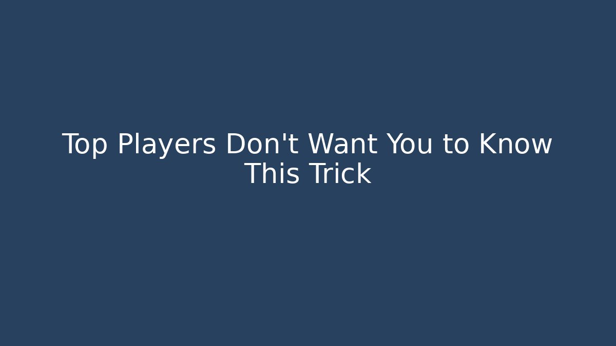 Top Players Don't Want You to Know This Trick - NADclinic