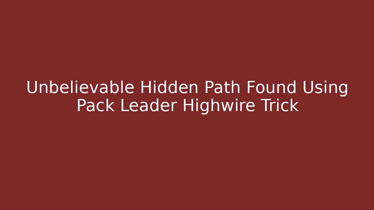 Unbelievable Hidden Path Found Using Pack Leader Highwire Trick