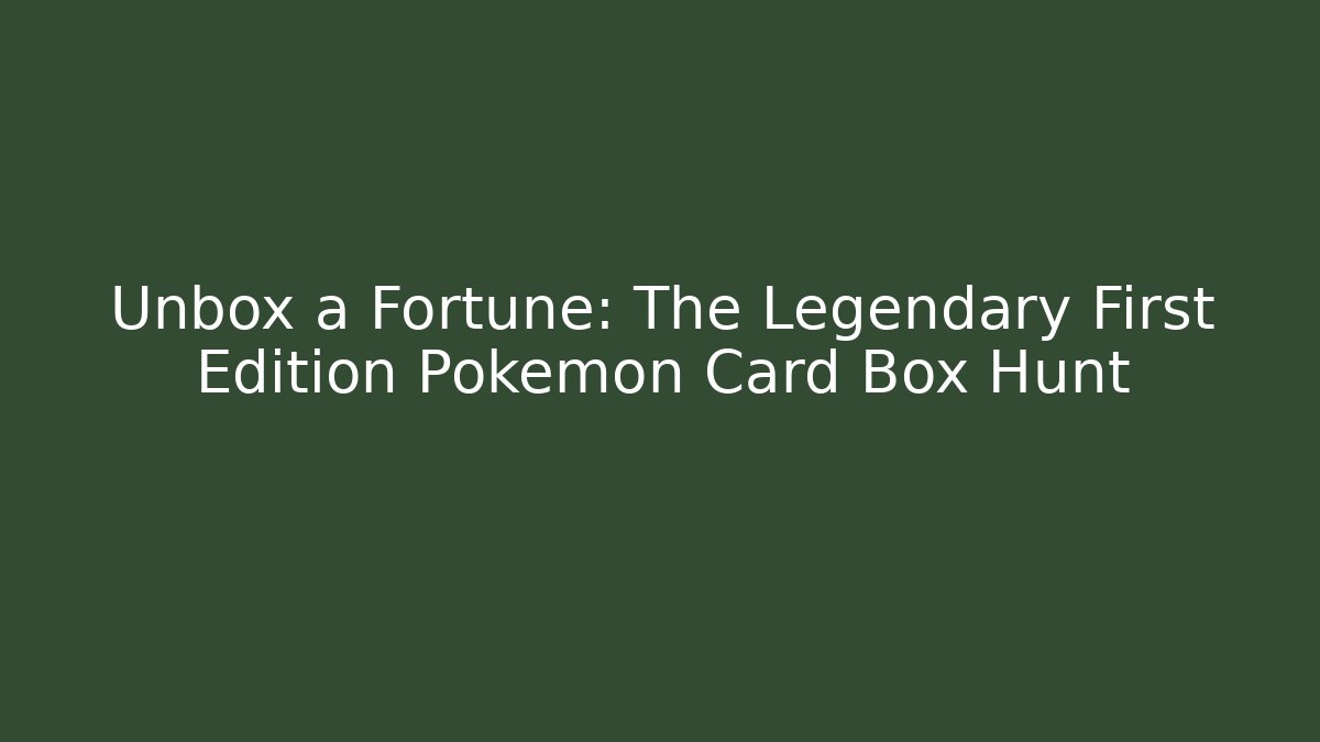Unbox a Fortune: The Legendary First Edition Pokémon Card Box Hunt