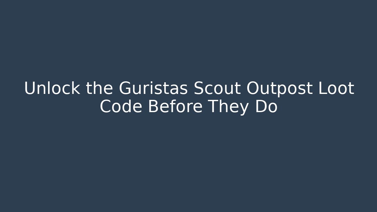 Unlock the Guristas Scout Outpost Loot Code Before They Do