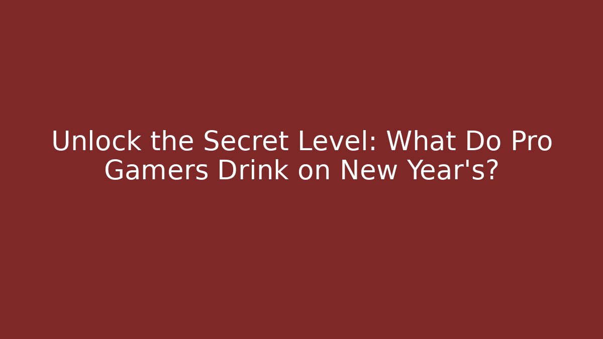 Unlock the Secret Level: What Do Pro Gamers Drink on New Year’s?