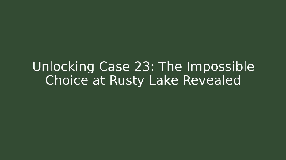 Unlocking Case 23: The Impossible Choice at Rusty Lake Revealed