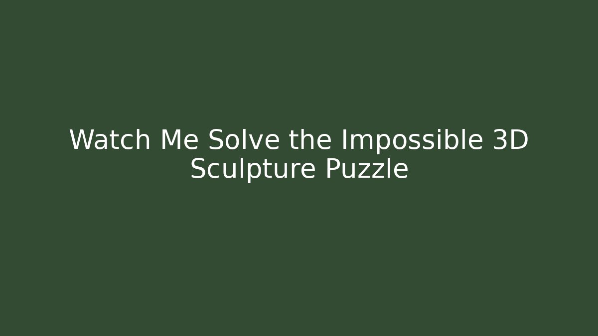 Watch Me Solve the Impossible 3D Sculpture Puzzle