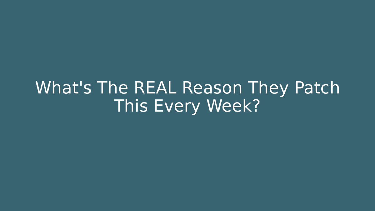 What’s The REAL Reason They Patch This Every Week?