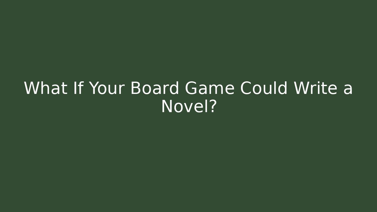What If Your Board Game Could Write a Novel? - NADclinic